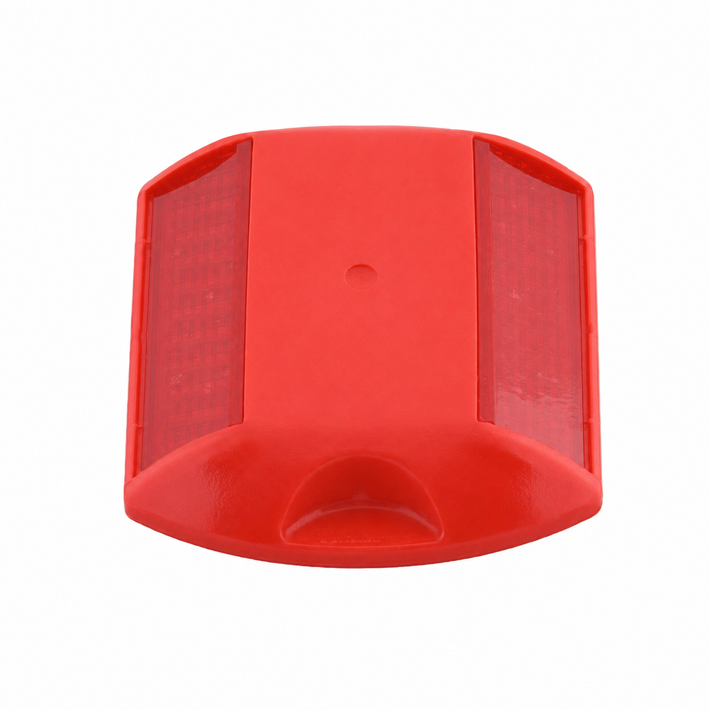 C80 raised pavement marker road stud in red without lettering on white background