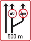 GS607 Lane Restriction Guidance Sign – 500 m