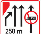 GS610 Lane Arrangement Guidance Sign – 250 m