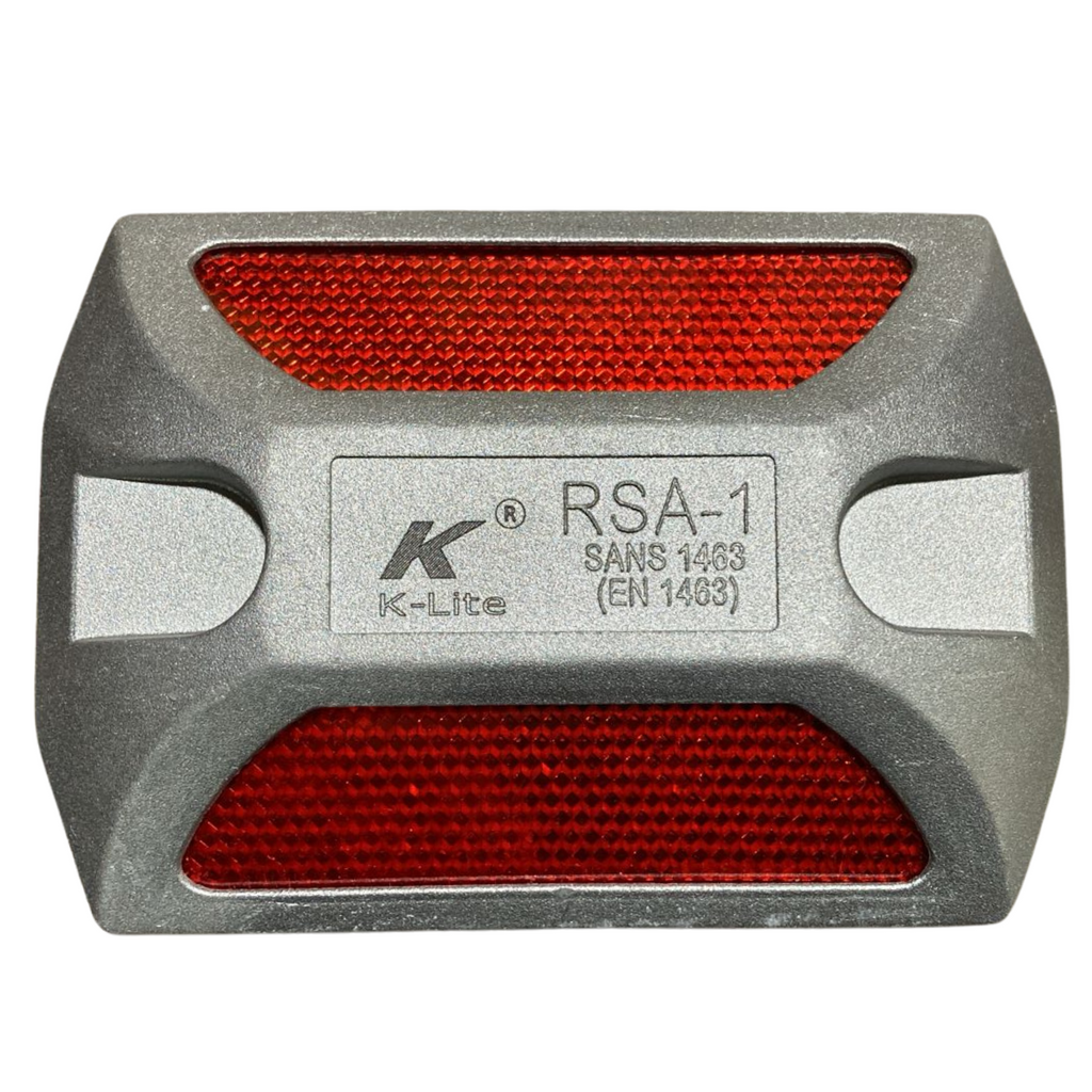 KT304 permanent aluminium road stud with red reflector lenses