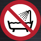 P026 Do Not Use This Device in a Bathtub, Shower or Water-Filled Reservoir
