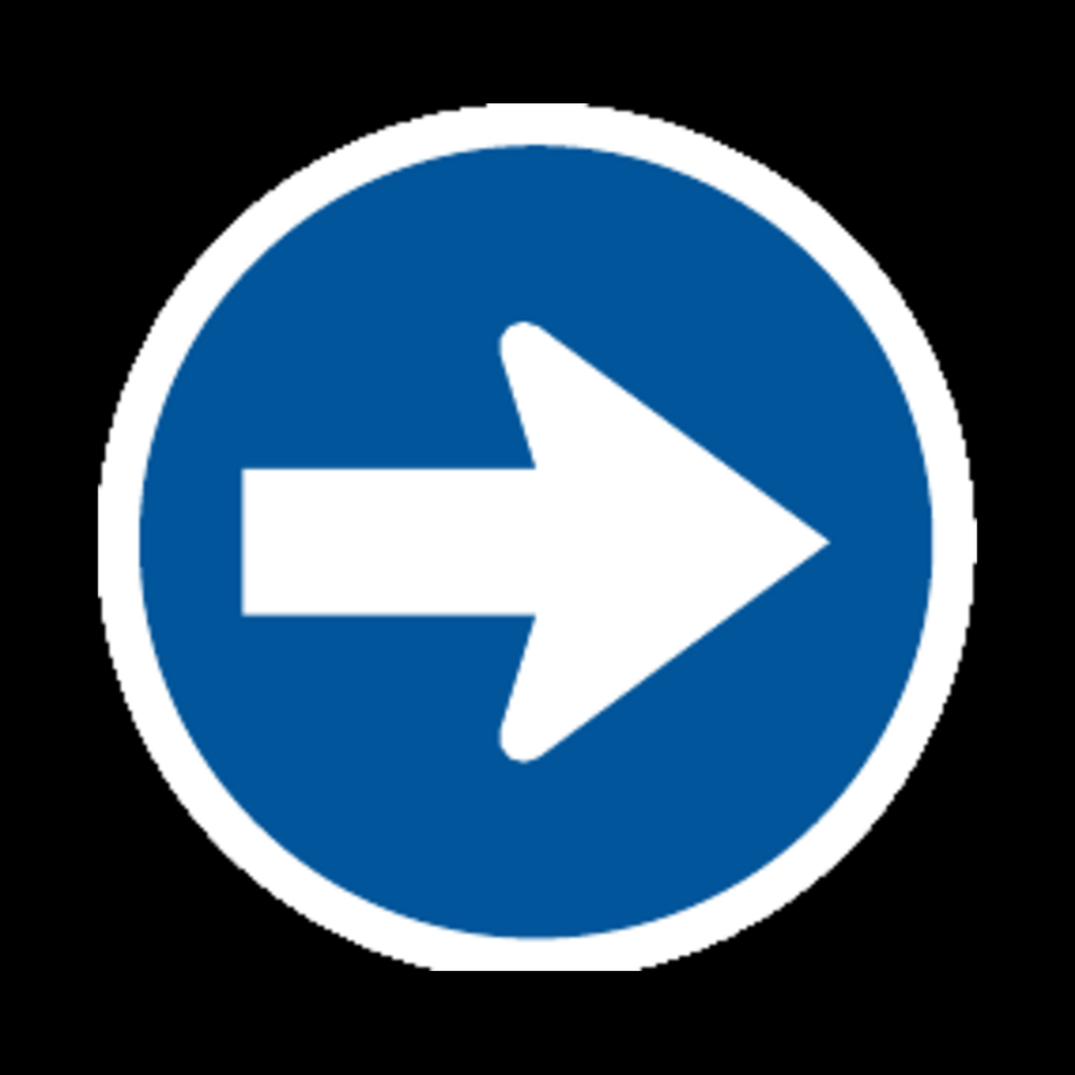 R106 – Proceed to the Right Only Sign