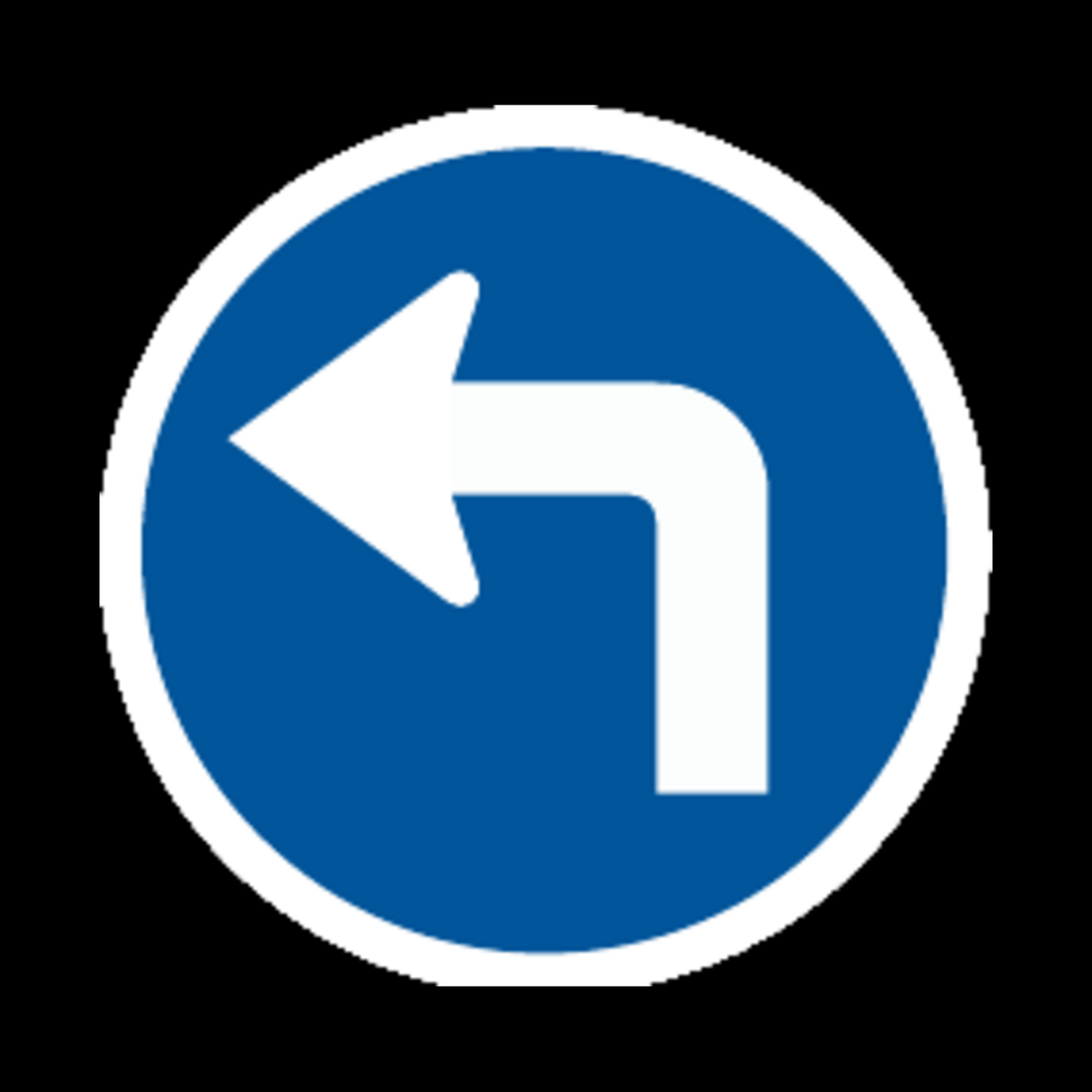 R108 – Turn Left Ahead Sign