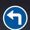 R108 Turn Left Ahead Sign