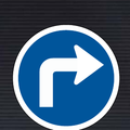 R109 Turn Right Ahead Sign