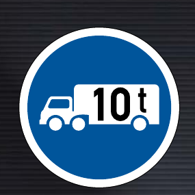 R124 Goods Vehicle Exceeding 10 Tonnes GVM Only Sign