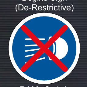 R133 Switch Headlights On Restriction Ends Sign – De-Restrictive