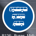 R136 Buses, Midi-Buses and Mini-Buses Only Sign
