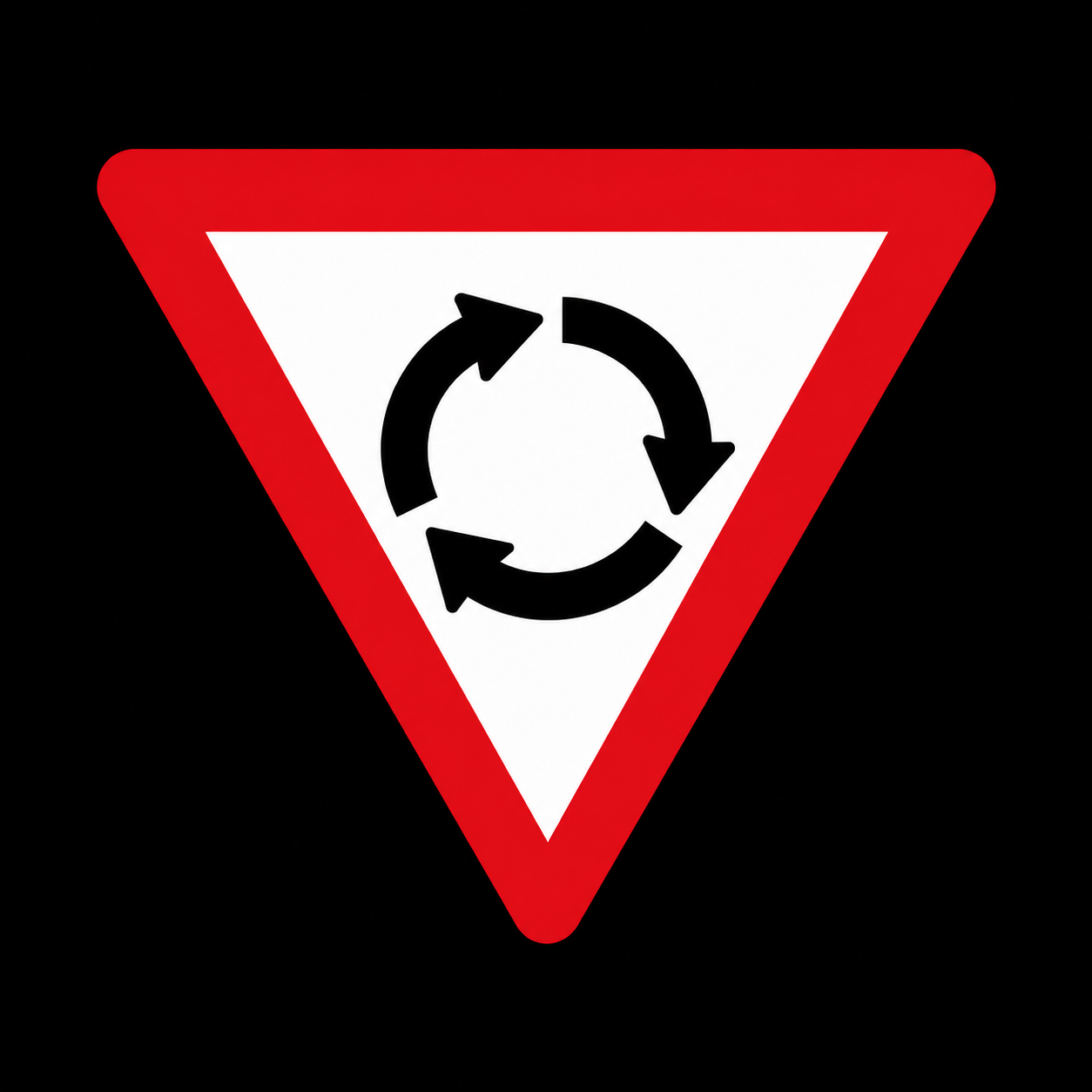 R2.2 Yield at Traffic Circle road sign on black background