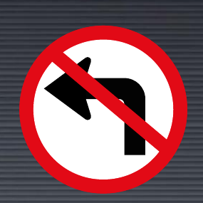 R209 Left Turn Ahead Prohibited Sign