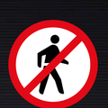R218 Pedestrians Prohibited Sign