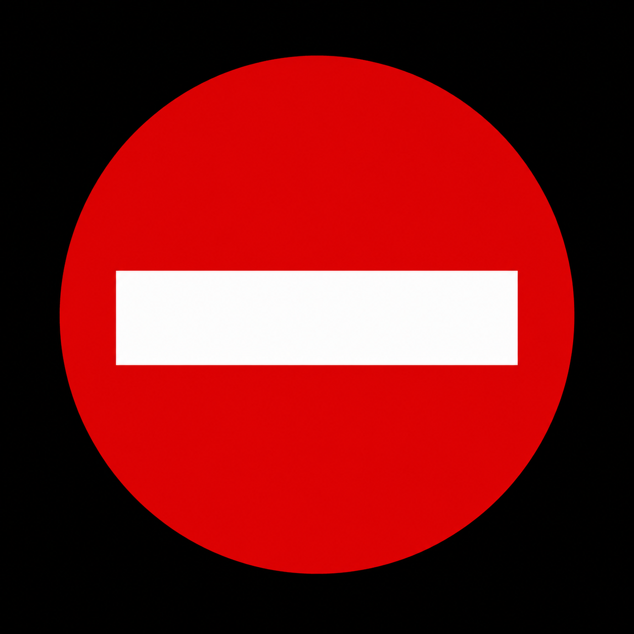 R3 No Entry road sign on black background