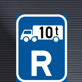 R314 Reserved for Goods Vehicles Exceeding 10 Tonnes GVM Sign