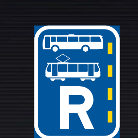 R343 Reserved Lane for Buses and Trams Sign