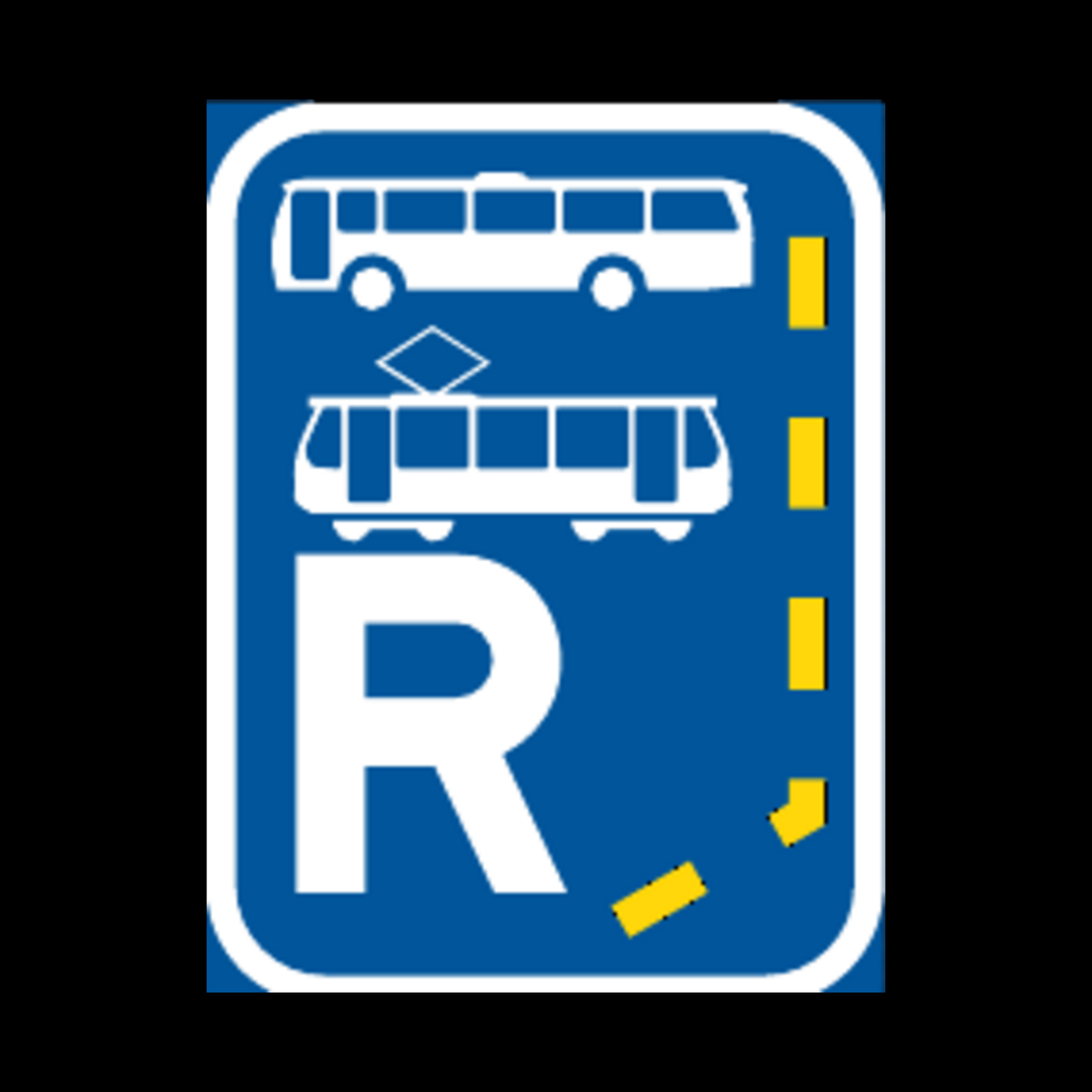 R344 – Start of Reserved Lane for Buses and Trams Sign