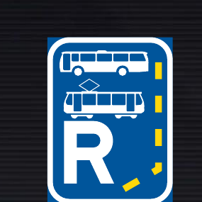 R344 Start of Reserved Lane for Buses and Trams Sign