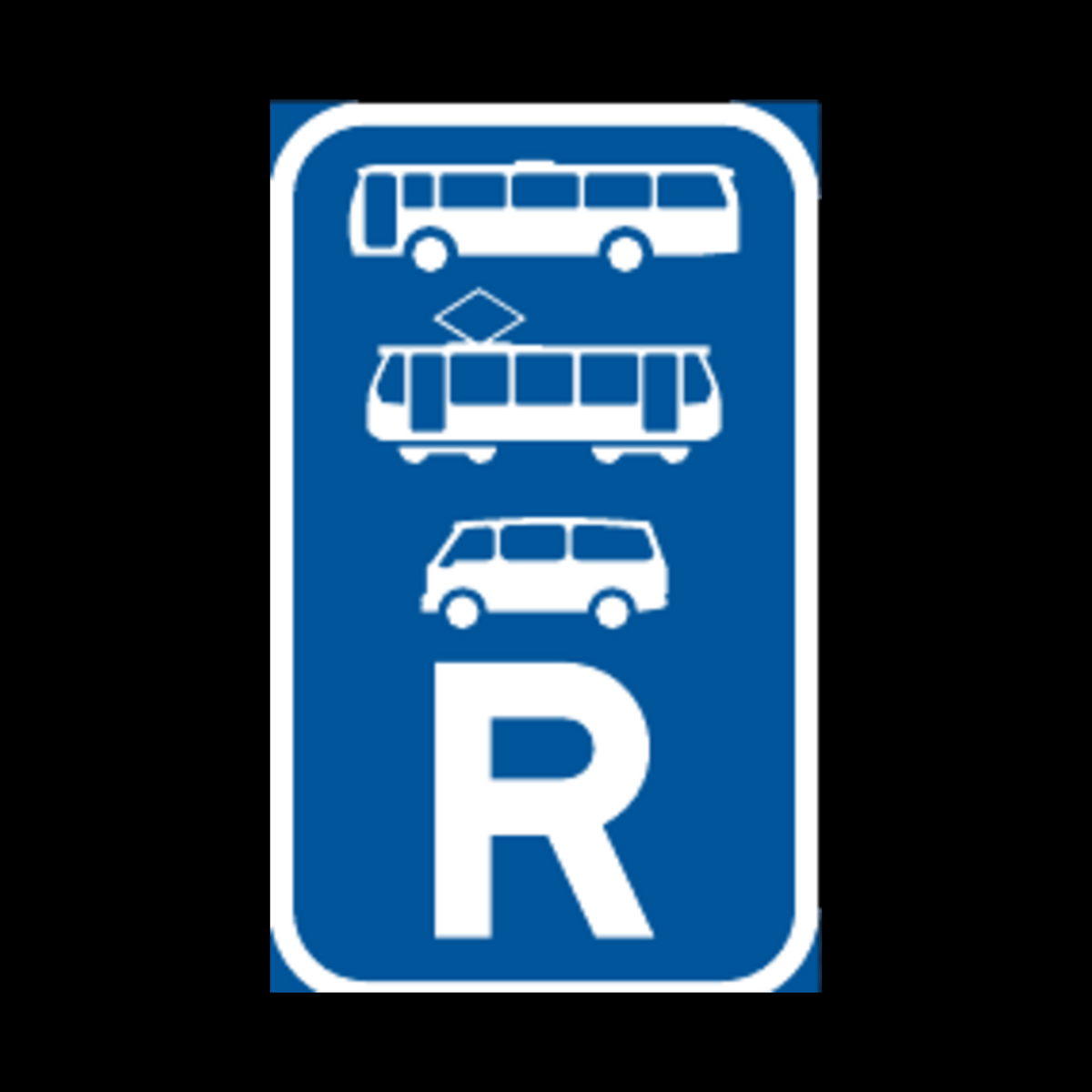 R345 – Reserved for Buses, Trams and Mini-Buses Sign