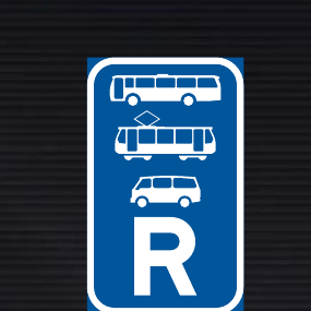 R345 Reserved for Buses, Trams and Mini-Buses Sign