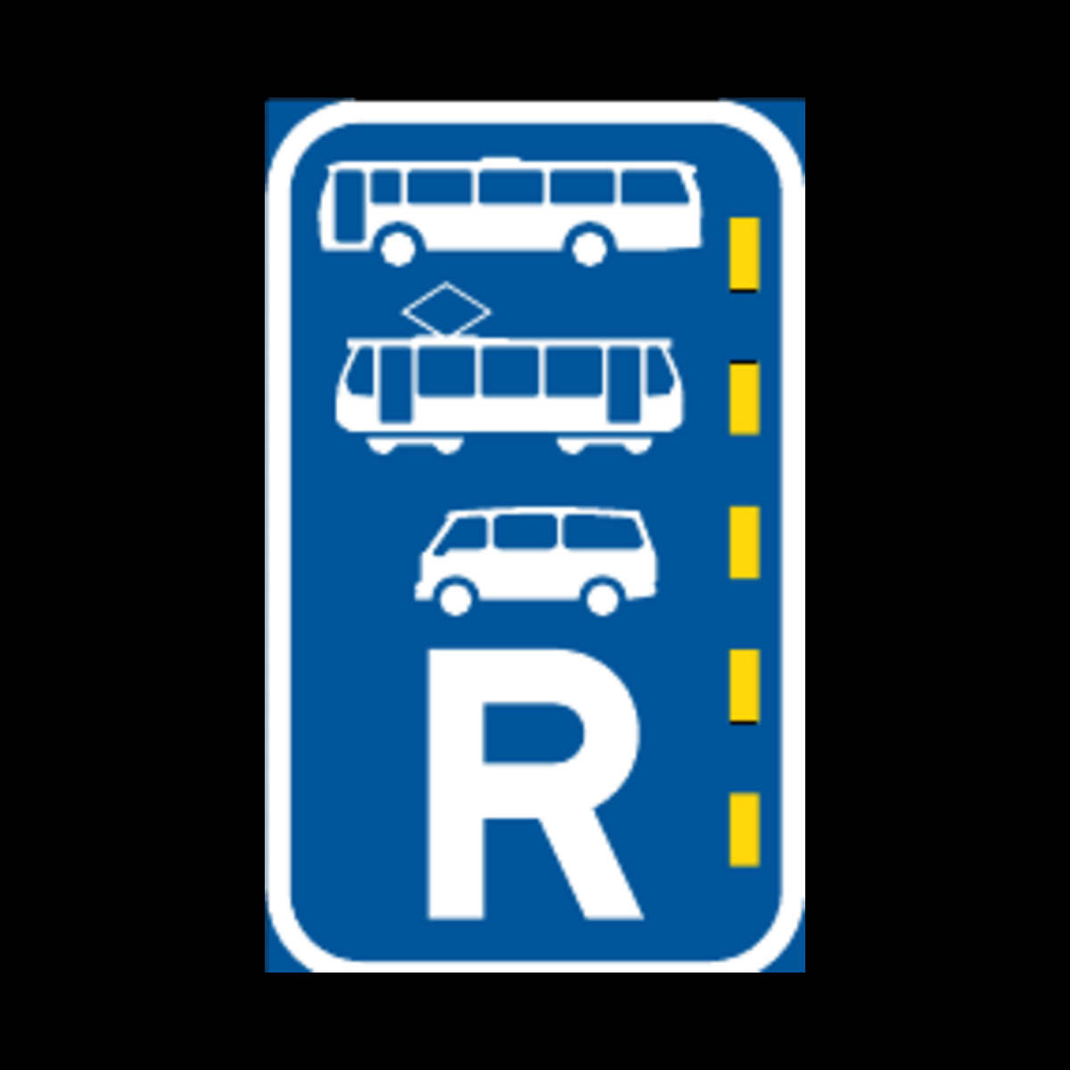 R346 – Reserved Lane for Buses, Trams and Mini-Buses Sign