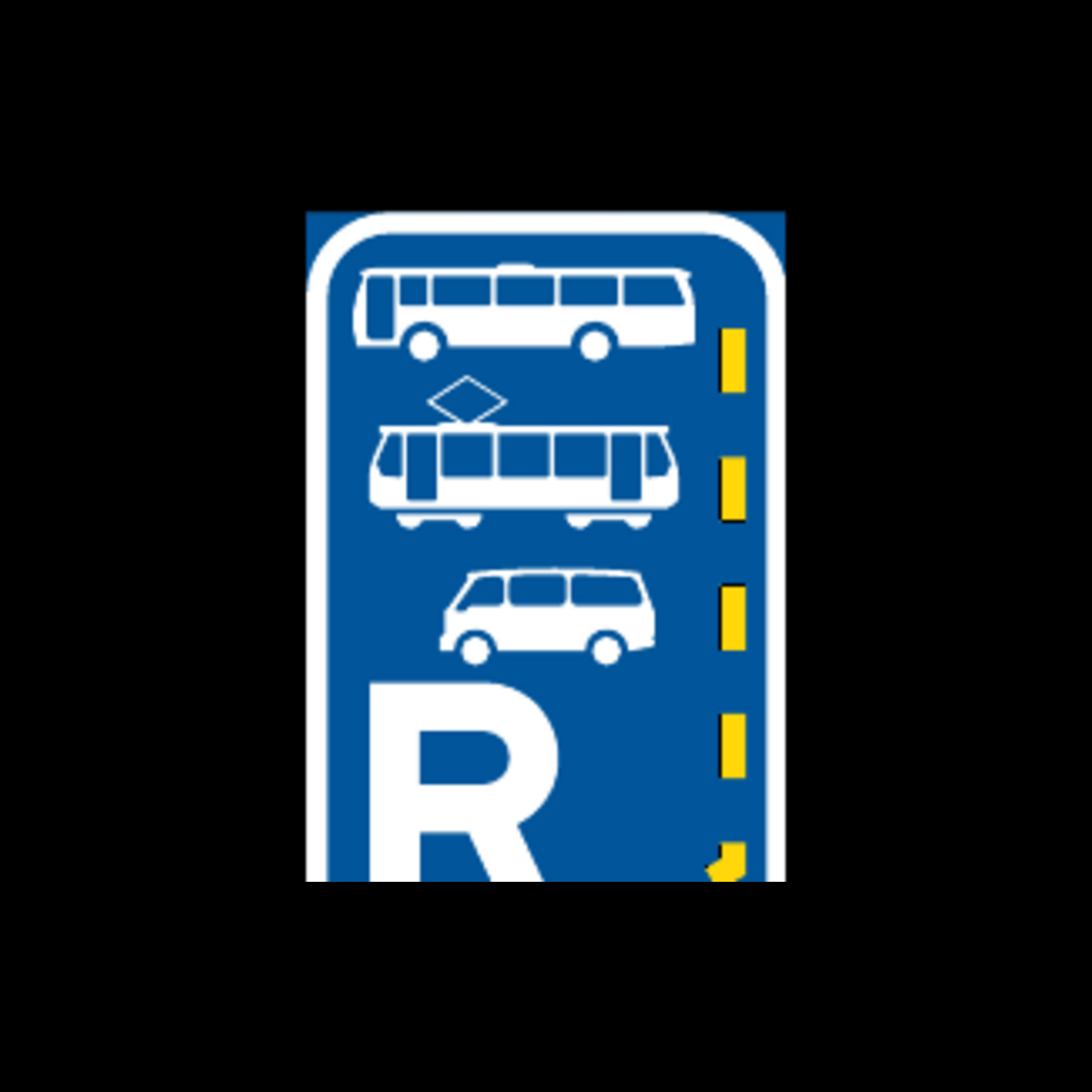 R347 – Start of Reserved Lane for Buses, Trams and Mini-Buses Sign