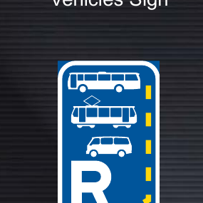 R347 Start of Reserved Lane for Buses, Trams and Mini-Buses Sign