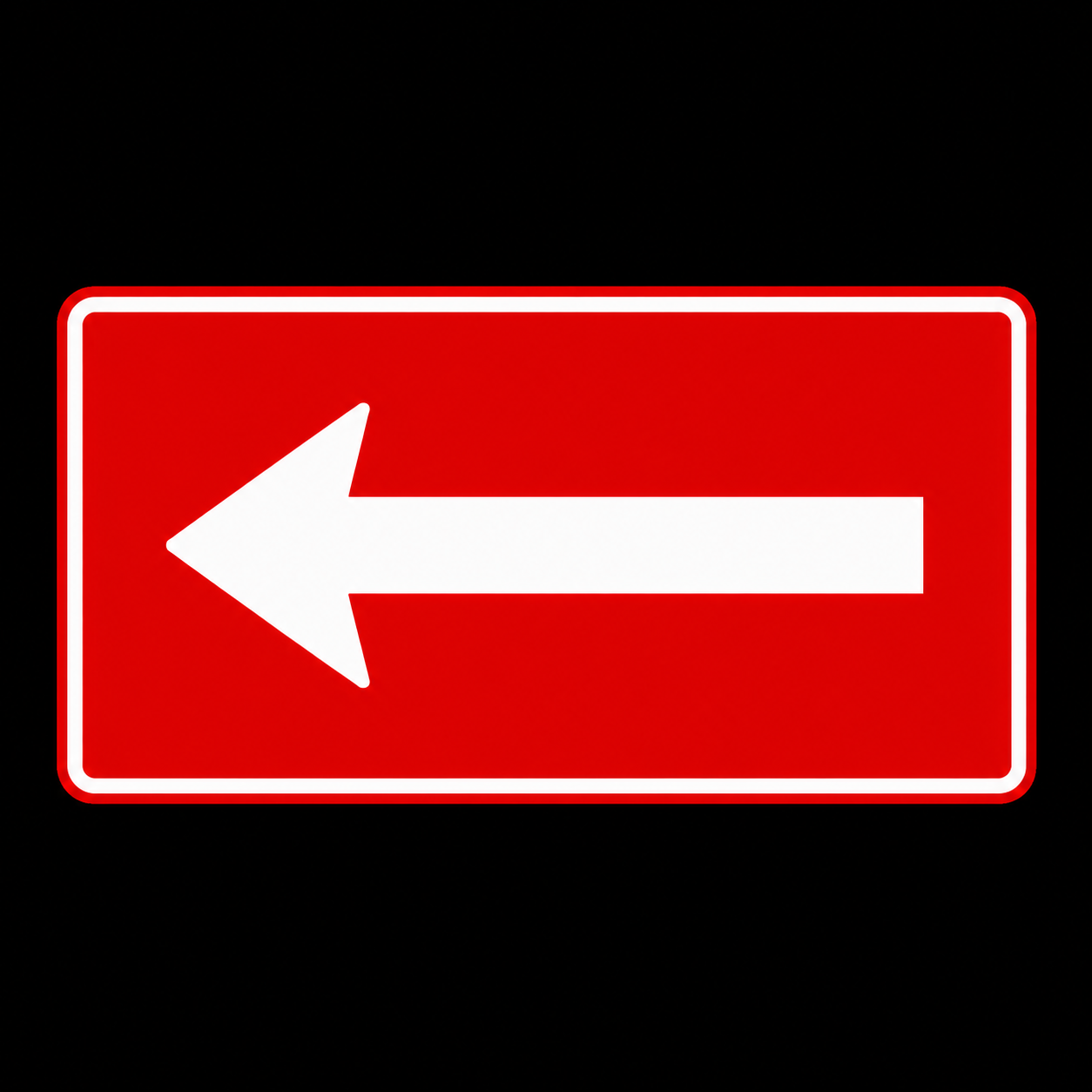 R4.1 One-Way Roadway Left red sign on black background