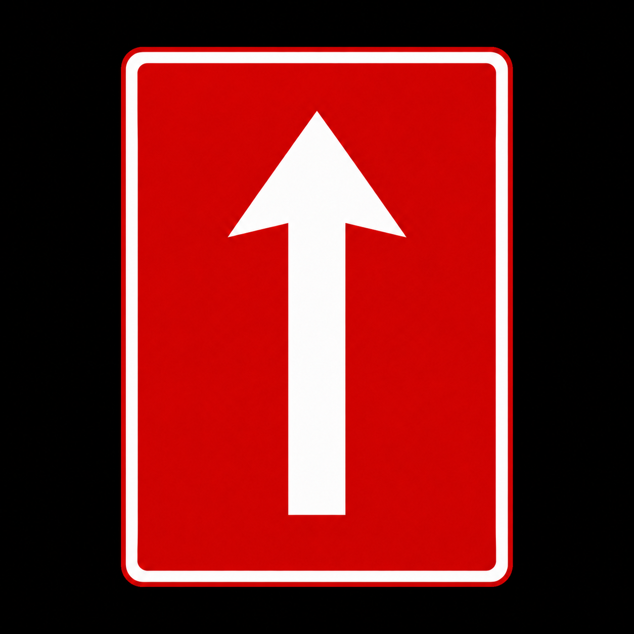 R4.3 One-Way Roadway Straight Ahead red sign on black background
