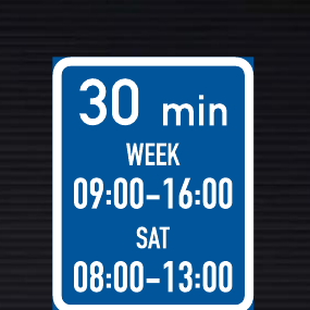 R505 Maximum Stay During Two Periods or Days Time Limit Sign