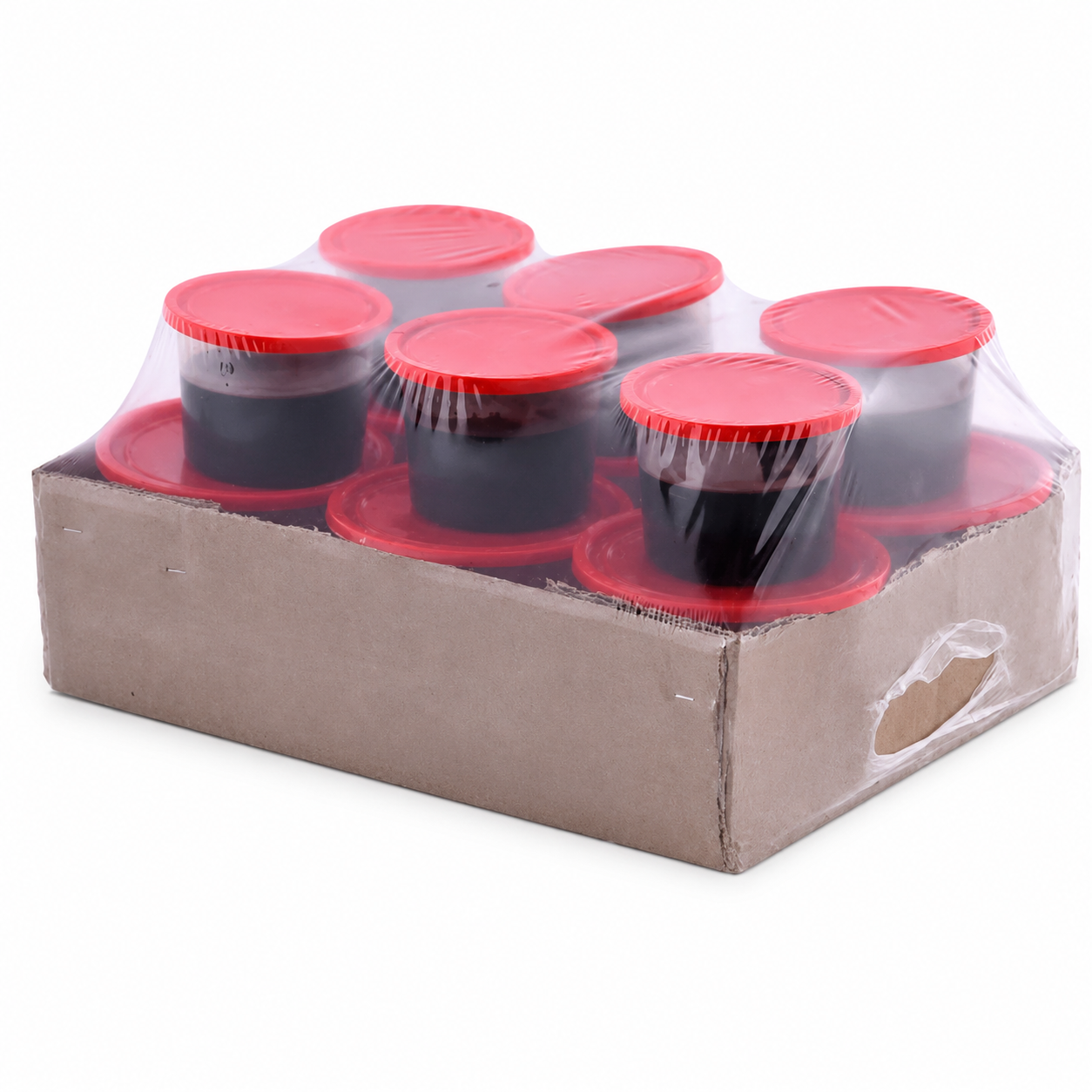 Two-part epoxy adhesive kit for bonding road studs, on a white background