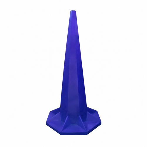 1.8 metre blue monster traffic cone on white background