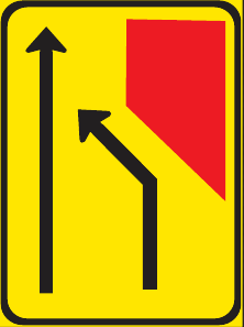 TGS102 Lane Merge Left Guidance Sign – Temporary