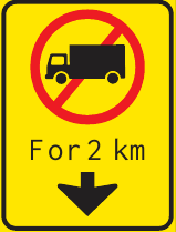 TGS606 Heavy Vehicle Restriction Guidance Sign – For 2 km – Temporary
