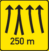 TGS6406-D Lane Transition Guidance Sign – 250 m – Temporary