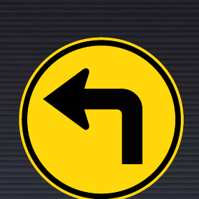 TR108 Temporary Turn Left Ahead Sign
