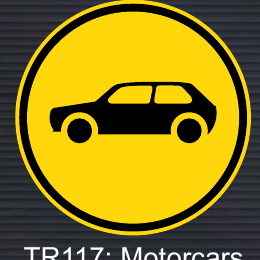 TR117 Temporary Motorcars Only Sign