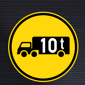 TR124 Temporary Goods Vehicle Exceeding 10 Tonnes GVM Only Sign
