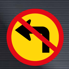 TR209 Temporary Left Turn Ahead Prohibited Sign