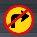 TR210 Temporary Right Turn Ahead Prohibited Sign