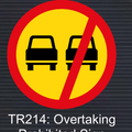TR214 Temporary Overtaking Prohibited Sign