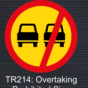 TR214 Temporary Overtaking Prohibited Sign