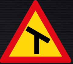 TW105 Skew T-Junction Sign – Temporary