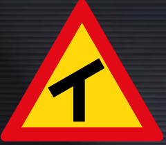TW106 Skew T-Junction Sign – Temporary