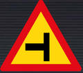 TW107 Left Side Road Junction Sign – Temporary
