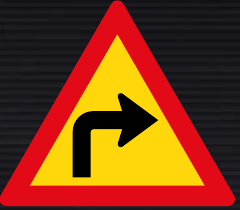 TW204 Sharp Curve Right Sign – Temporary