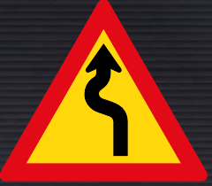 TW209 Winding Road Left to Right Sign – Temporary