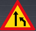 TW214 Right Lane Ends Sign – Temporary