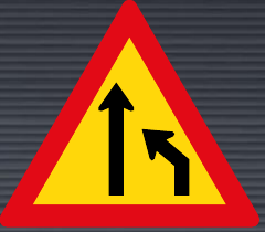 TW214 Right Lane Ends Sign – Temporary