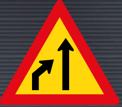 TW215 Left Lane Ends Sign – Temporary