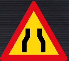 TW328 Road Narrows from Both Sides Sign – Temporary