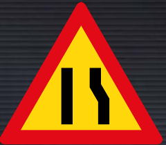 TW329 Road Narrows from Right Side Sign – Temporary